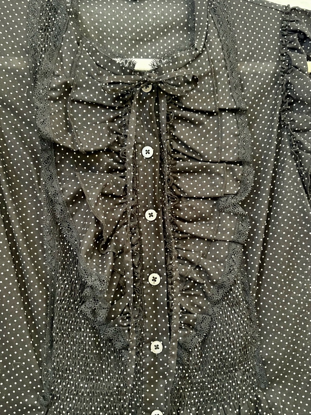 The Limited Black & White Polka Dot Ruffle Button-Front Blouse - Picture 2 of 5